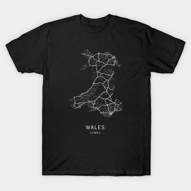 Wales Road Map T-Shirt by ClarkStreetPress